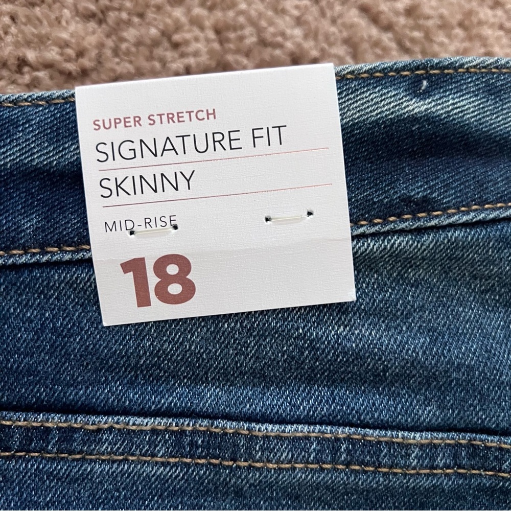 Lane Bryant Dark Blue Flex Magic Distressed Mid Rise Skinny Jeans - Picture 7 of 10